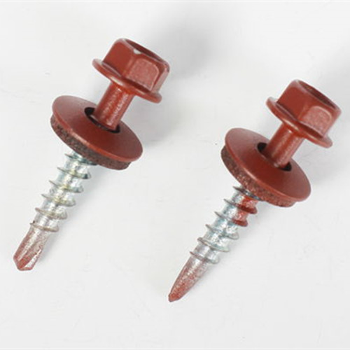 DIN7504 Hex Washer Head Drilling Screws with Rubber Bonded Washer Painted